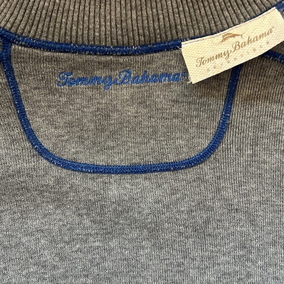 Tommy Bahama Reversible 1/4 Zip Sweater 100% Cotton Pullover Royal Blue/Gray XL - Picture 15 of 16